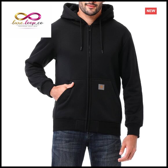 Men's Heavyweight Fleece-Lined Full Zip Hoodie Sweatshirt Loose Fit